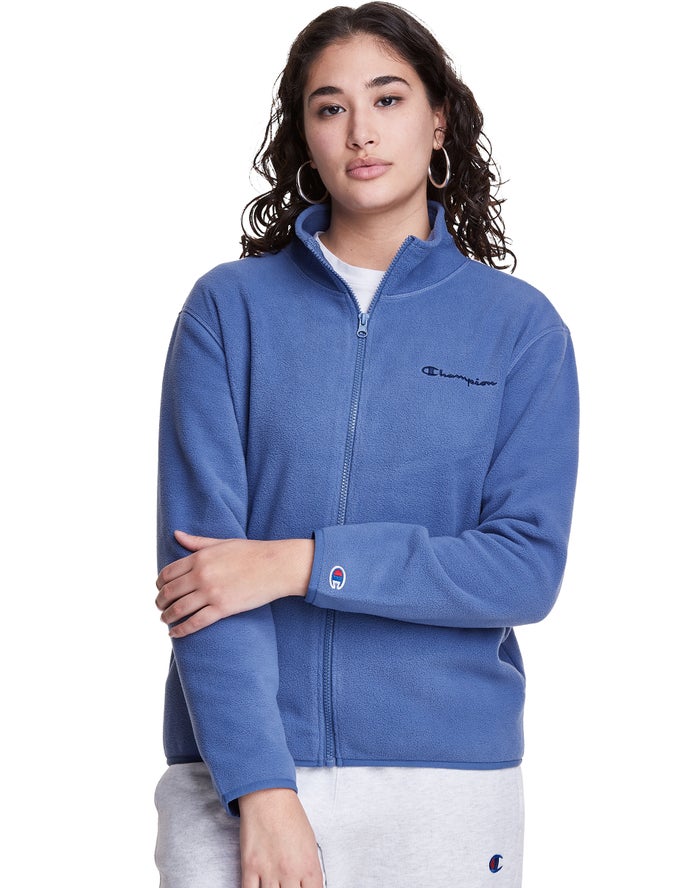 Champion Dame Jakke Blå - Polar Fleece Full Zip Mock Neck - Danmark RLU-961728